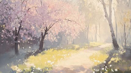 Spring Flowers Landscape Background