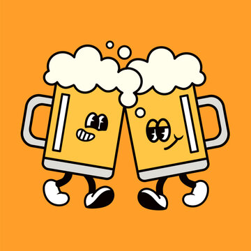 recommend clip art: Retro beer mugs, food illustration vector