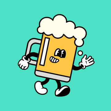 recommend clip art: Retro beer mug, food illustration vector