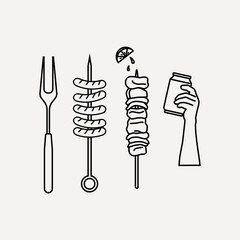 Barbecue party line art vector