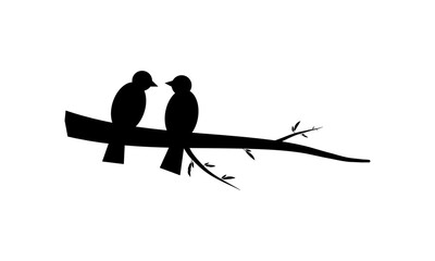 Minimalist Bird on a Branch Silhouette Vector