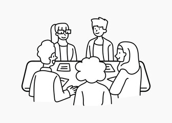 Diverse team of co-workers doodle collage element vector