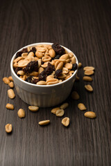 Bowl of Peanuts and Raisins Healthy Snack