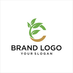 letter C leaf farm company logo vector