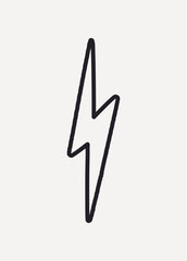 Lightning bolt retro line illustration, collage element vector