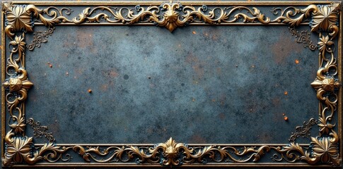 Metal plate with intricate designs and patterns on a gray background, metal, architecture, industrial