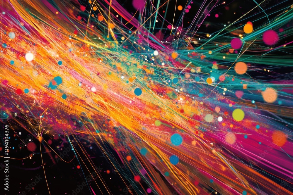 Aufkleber Vibrant energy lines and dots create a dynamic representation of communication and data exchange. Generative AI