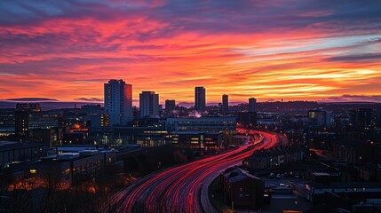 Obraz premium Vibrant Cityscape at Sunrise