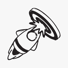 Business goal, rocket doodle, illustration vector