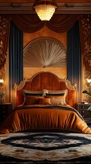 Luxurious Art Deco Bedroom with Gold Accents 