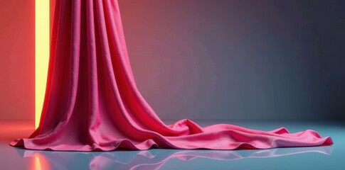 Luxurious fabric draped over a sleek, modern pillar, geometric patterns, metallic sheen, refined elegance