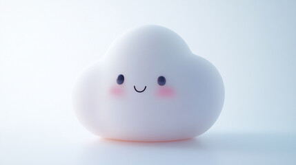 a single adorable 3d chibi kawaii cloud character