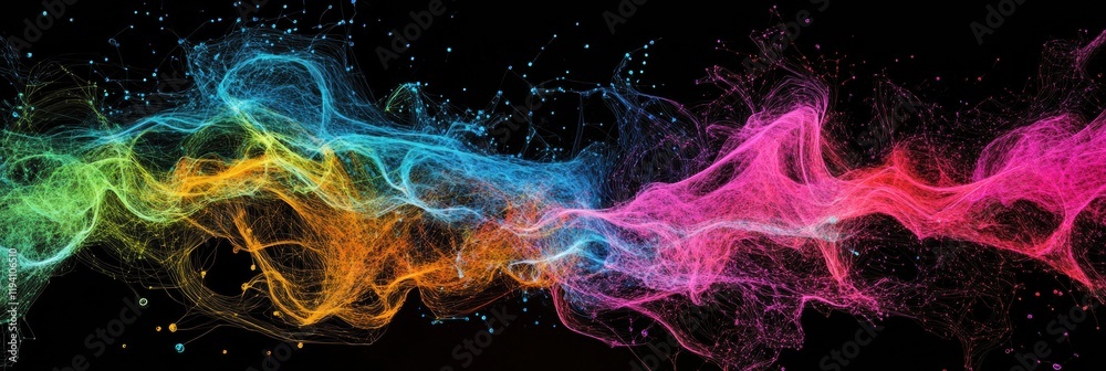 Leinwandbilder Vibrant energy flows represent active communication and dynamic data exchange in a modern digital landscape. Generative AI