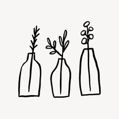 Vase doodle collage element vector