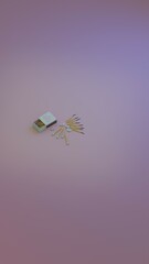 Green-tipped matchstick leaning against a heart-shaped candy