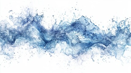 Abstract blue water splash wave on white background for design