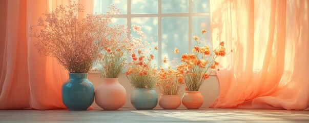 Sunlit Serenity: A Bouquet of Pastel Flowers Basking in Golden Hour Light