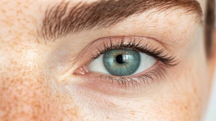 Obraz premium Skin visibly smooths as anti aging eye cream is applied to the sensitive area surrounding the eye, showcasing its texture and effectiveness