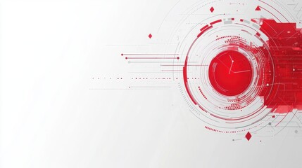 Obraz premium Abstract Red Timer Design with Geometric Elements and Circular Shapes
