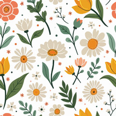 Seamless Easter Floral Pattern