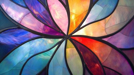 Vibrant Stained Glass Patterns in Colorful Floral Design