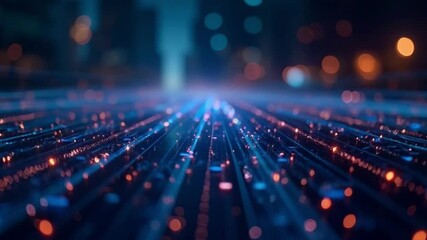 Futuristic city street with digital data streams. Concept of technology, innovation, and the future. - Powered by Adobe