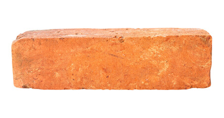Single old red or orange brick isolated. with clipping path in png file format