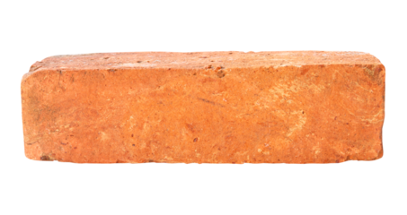 Single old red or orange brick isolated. with clipping path in png file format