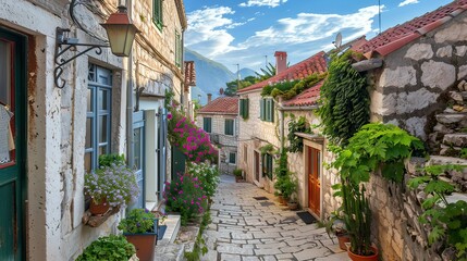 Fototapeta premium A picturesque neighborhood in a European town.