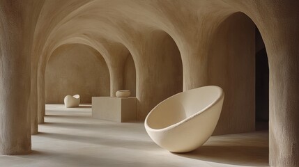 Modern Architectural Interior with Unique Sculptural Furniture