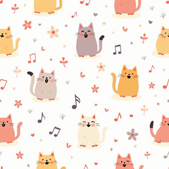 Cute Cat Pattern Seamless Background