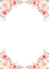 Watercolor flower frame background for design.