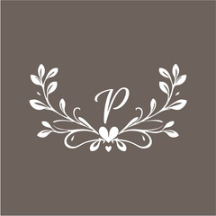 Elegant logos, Wedding monograms, hand drawn elegant, delicate collection,leter P