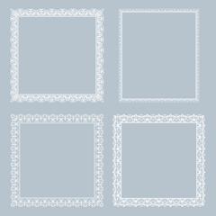 Set of decorative frames Elegant vector element for design in Eastern style, place for text. Floral gray and white borders. Lace illustration for invitations and greeting cards