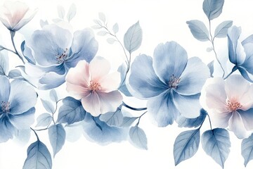 Delicate blue and pink flowers creating a harmonious border