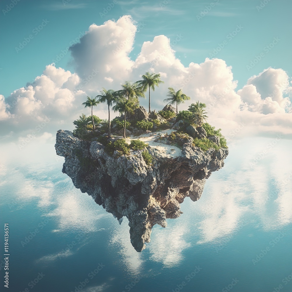 Canvas Prints Floating Tropical Island Paradise: A Dreamlike Escape