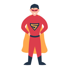 Male Superhero Illustration with Cartoon Style. Isolated Vector Character