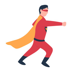 Male Superhero Illustration with Cartoon Style. Isolated Vector Character