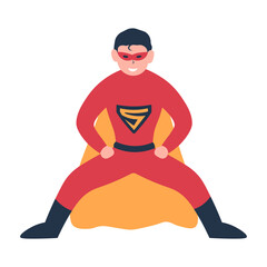 Male Superhero Illustration with Cartoon Style. Isolated Vector Character