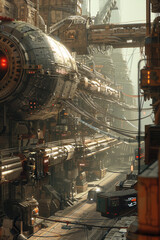 Craft a photorealistic scene where a romantic tale unfolds amidst futuristic technologies, using a low-angle view to showcase the intricate details of both the environment and characters