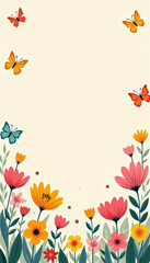 Spring Flowers and Butterflies Card Design