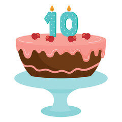 birthday cake and candle ten