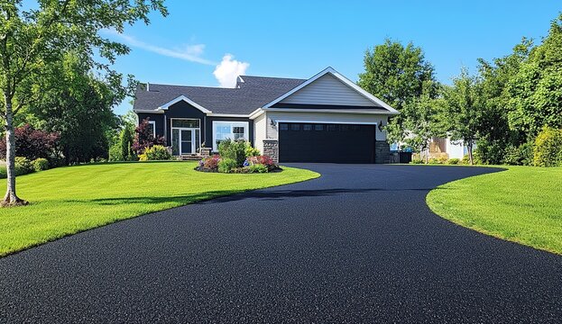Asphalt Driveway Installation: Enhancing Curb Appeal with a Modern Design for Homes