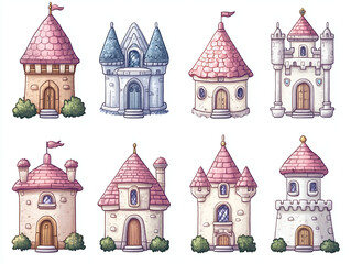 Fototapeta premium Charming Cartoon Castle Collection