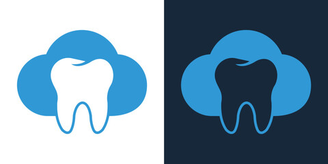 CLOUD DENTAL ICON LOGO DESIGN ABSTRACT VECTOR