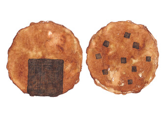 インクで描いた海苔せんべい