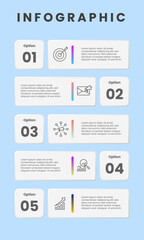 Modern vertical infographic template with 5 options