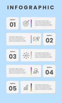Modern vertical infographic template with 5 options