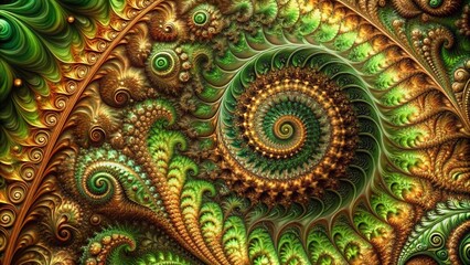 Abstract Green Brown Fractal Background High Depth of Field Stock Photo