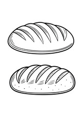 coloring page, simple black lineart illustration of a bread on white background. coloring page ready for print